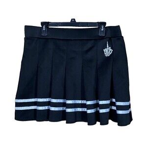 Women's 1X Pleated Mini Skirt Skater Skeleton Gothic Festival Grunge Stretch